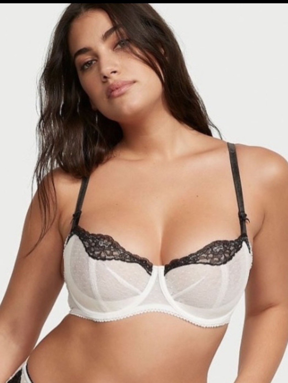 🖤Victoria’s Secret Wicked Unlined Dotted Mesh balconette bra sz 34DD NWT
